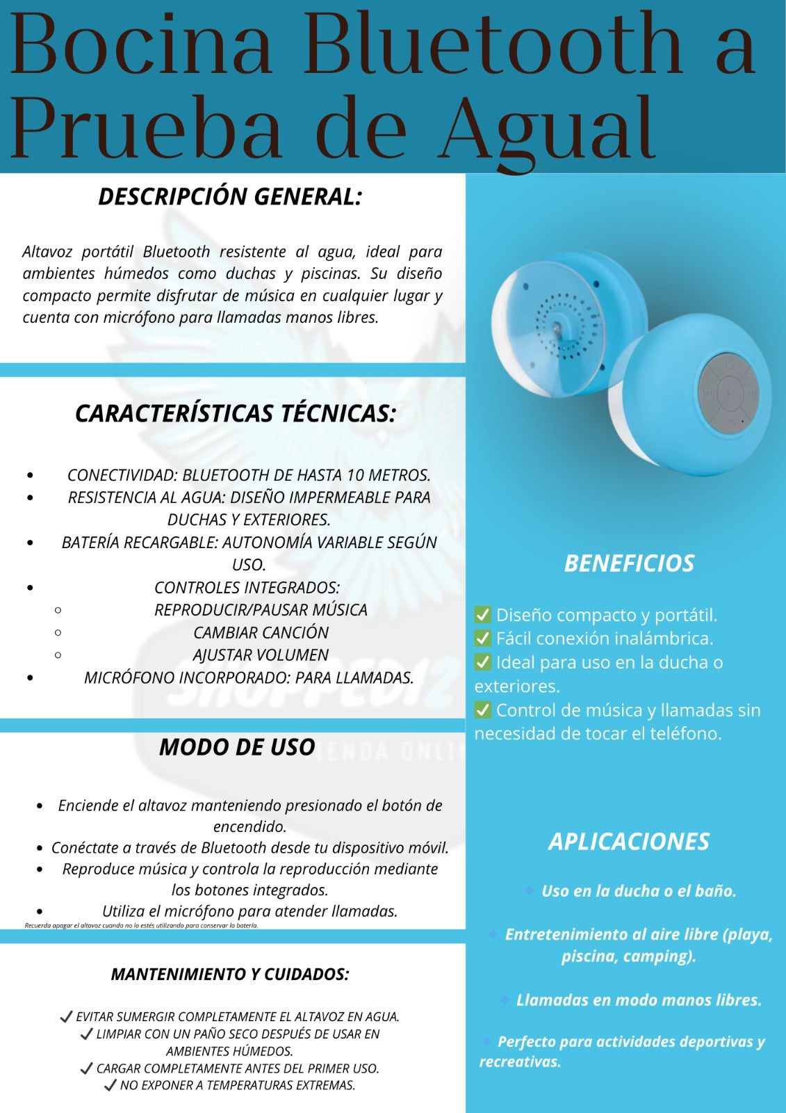 EcoSplash Sound - Parlante Bluetooth Splash Proof